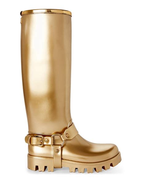 pvc dolce gabbana luxus gummistiefel in gold|Dolce & Gabbana Metallic Gold Rubber Pvc Rain Boots Shoes.